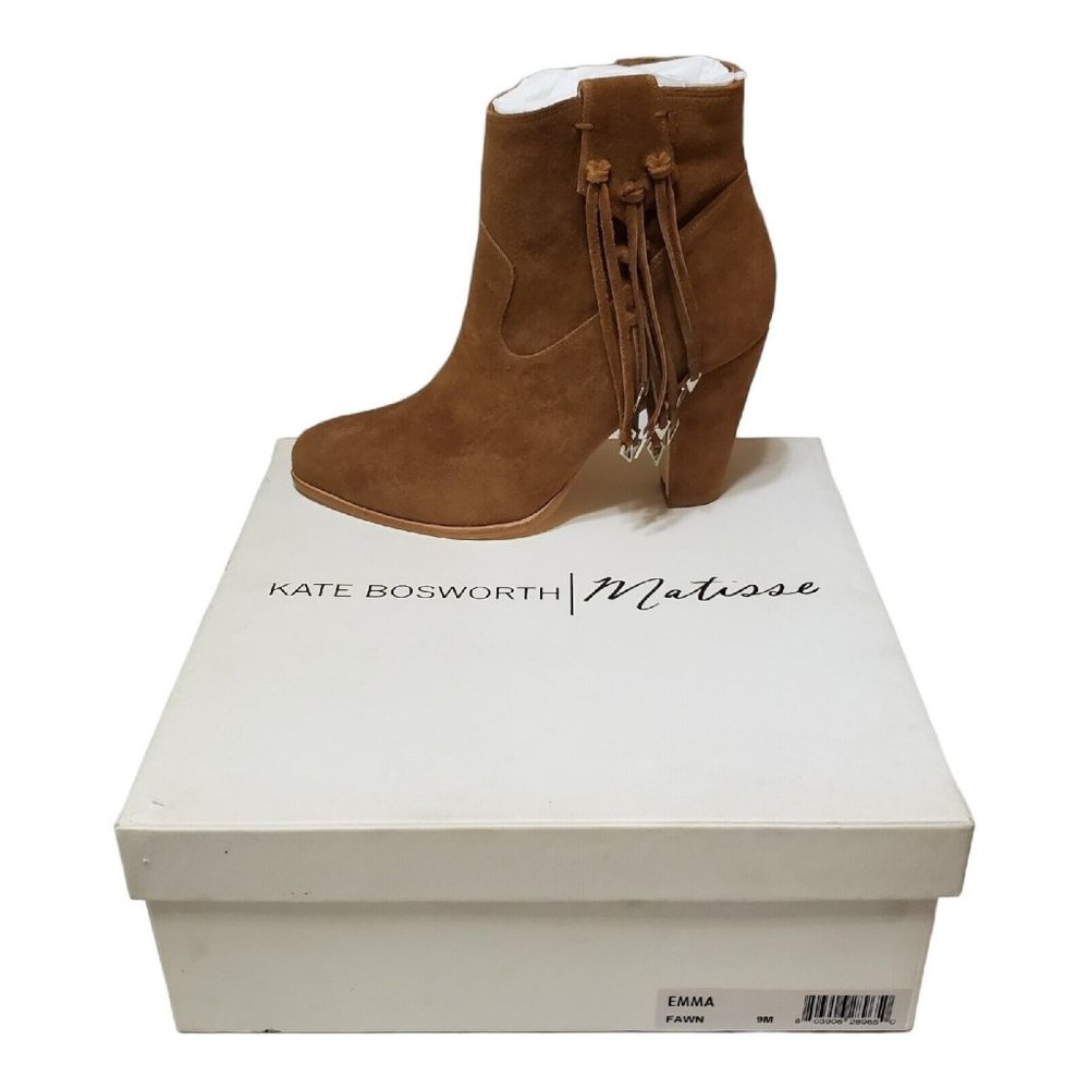 NEW Kate Bosworth x Matisse Emma Booties Womens Sz 9 Suede Side Zip Tassels Fawn
